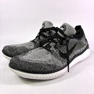 Nike Free Rn Flyknit Oreo White Black Running Shoes 942838-101 Men's Sz 14